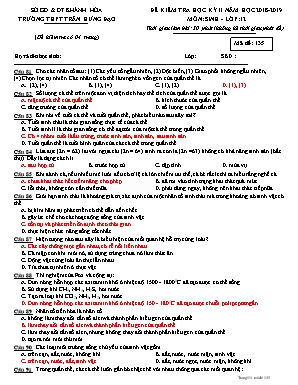 Đề thi kiểm tra học kỳ II môn Sinh học Lớp 12 - Mã đề 135 - Năm học 2018-2019 - Trường THPT Trần Hưng Đạo (Kèm đáp án)